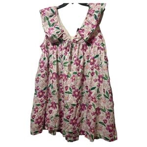 ARULA Pink and Green Ruffled Babydoll Dress